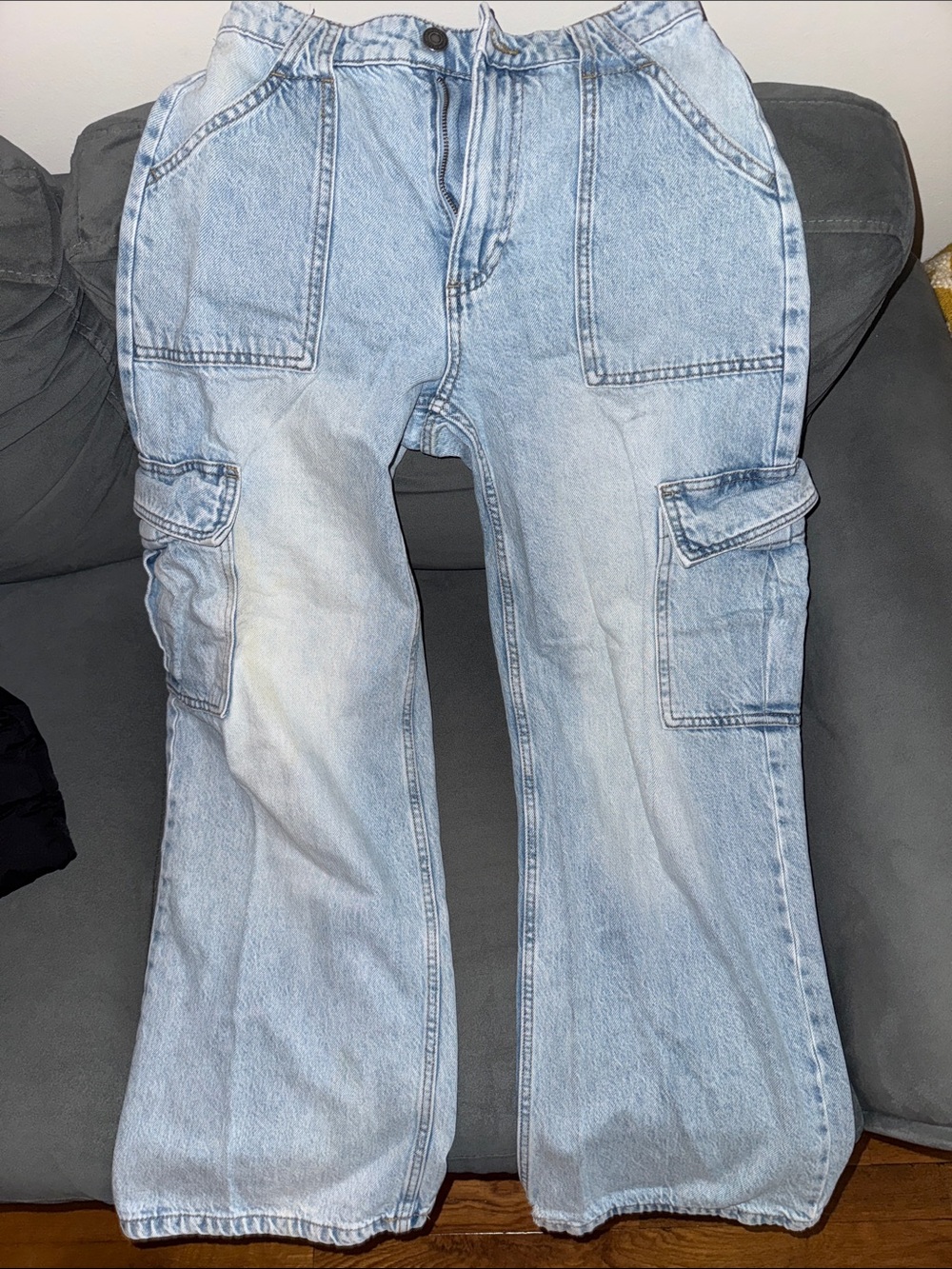 Cotton On Light Wash Wide Leg Cargo Jeans